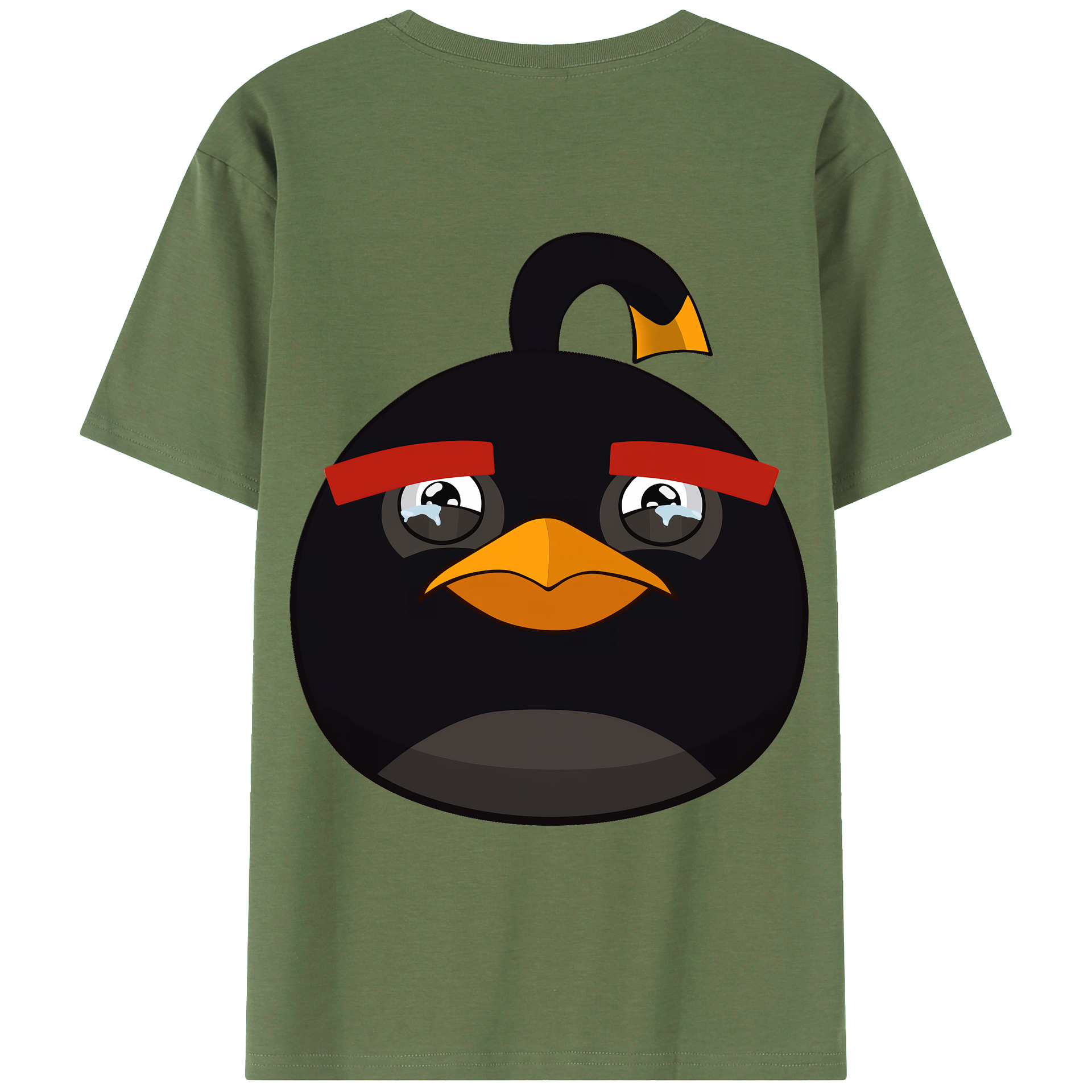 （画像用） Angry Birds アングリーバード 綿100％ メンズ半袖Tシャツ（バックプリント） 通気性